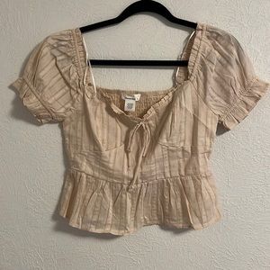 Tan puffy sleeved top